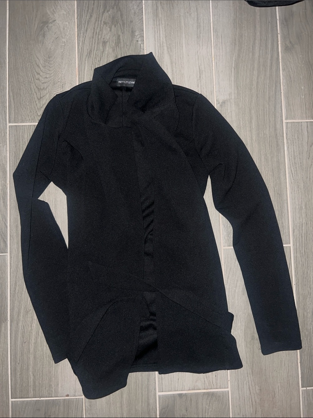Pretty Little Thing Black Draped Open-Front Cardigan
